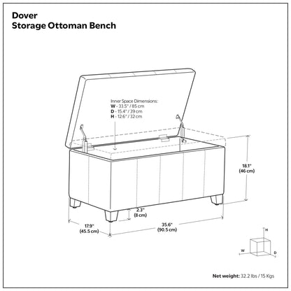 Tanners Brown Vegan Leather | Dover Storage Ottoman in Vegan Leather