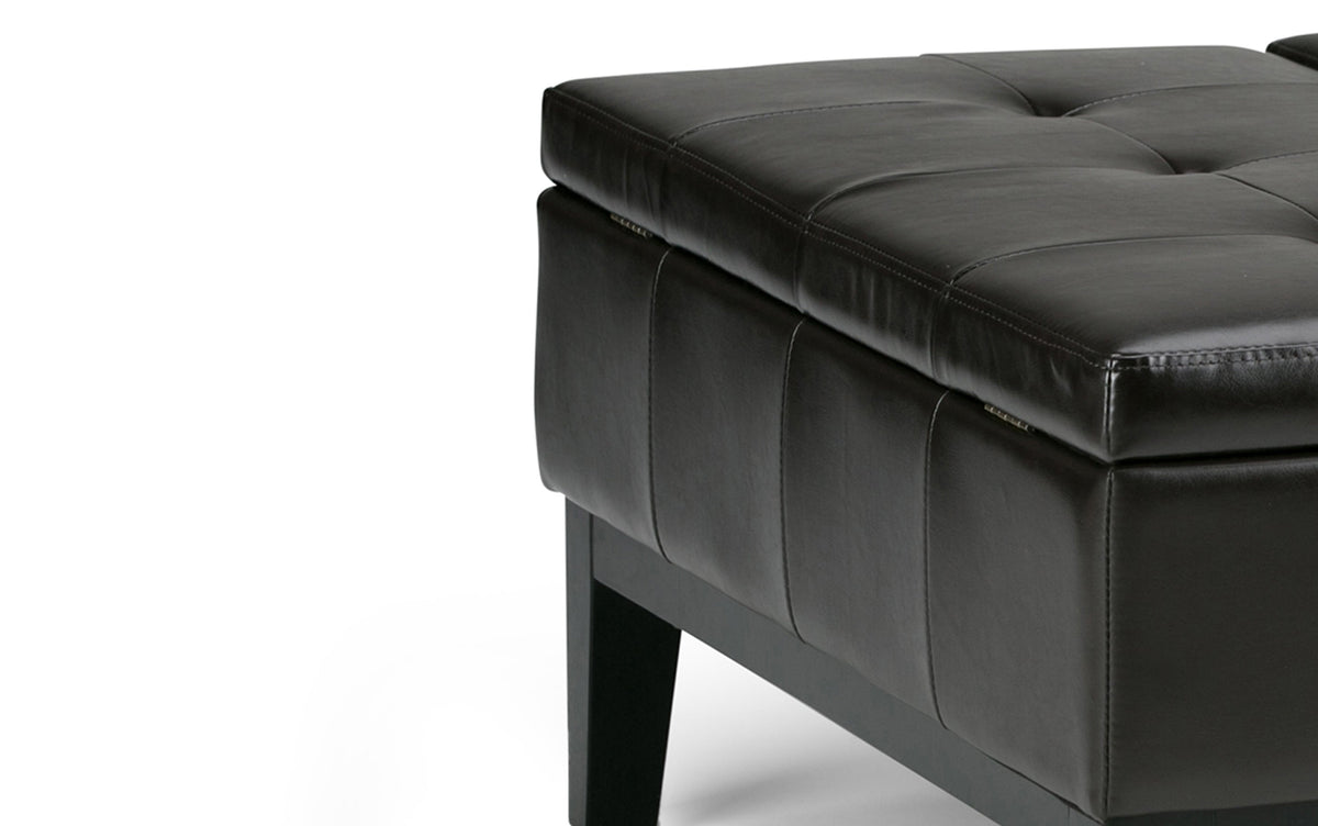 Tanners Brown Vegan Leather | Dover Square Vegan Leather Coffee Table Storage Ottoman
