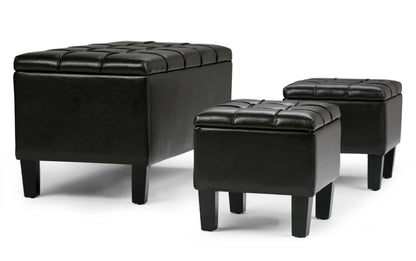 Tanners Brown Vegan Leather | Dover 3 piece Vegan Leather Storage Ottoman