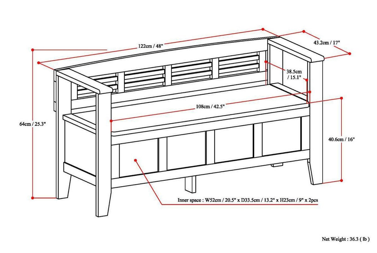 Black | Adams Entryway Bench