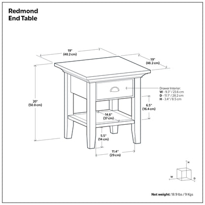 Rustic Natural Aged Brown | Redmond End Table