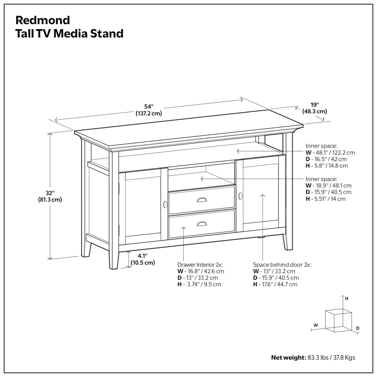 Rustic Natural Aged Brown | Redmond Tall TV Stand