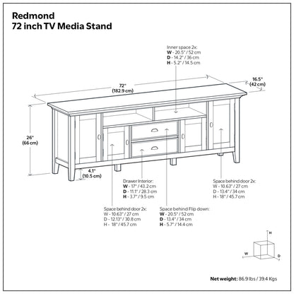 Rustic Natural Aged Brown | Redmond 72 inch TV Stand