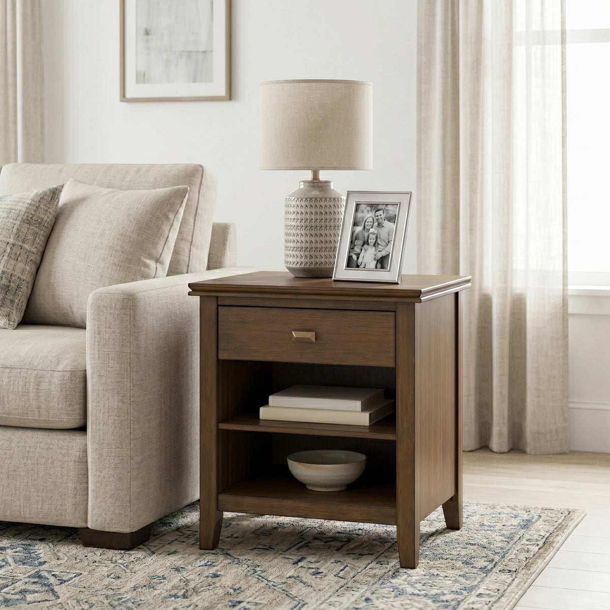 Rustic Natural Aged Brown | Artisan Bedside Table 