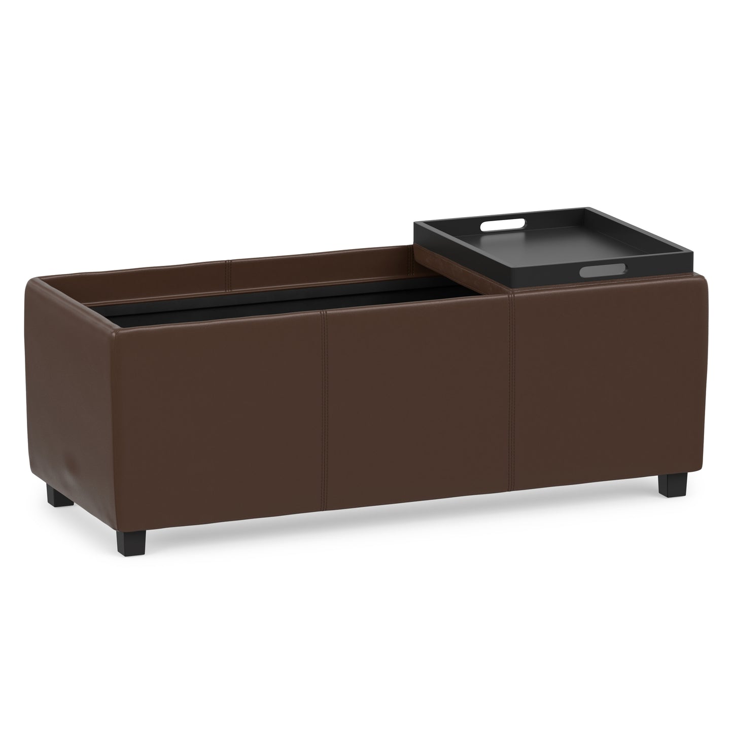 Chocolate Brown Vegan Leather | Avalon 3 Trays Ottoman in Vegan Leather