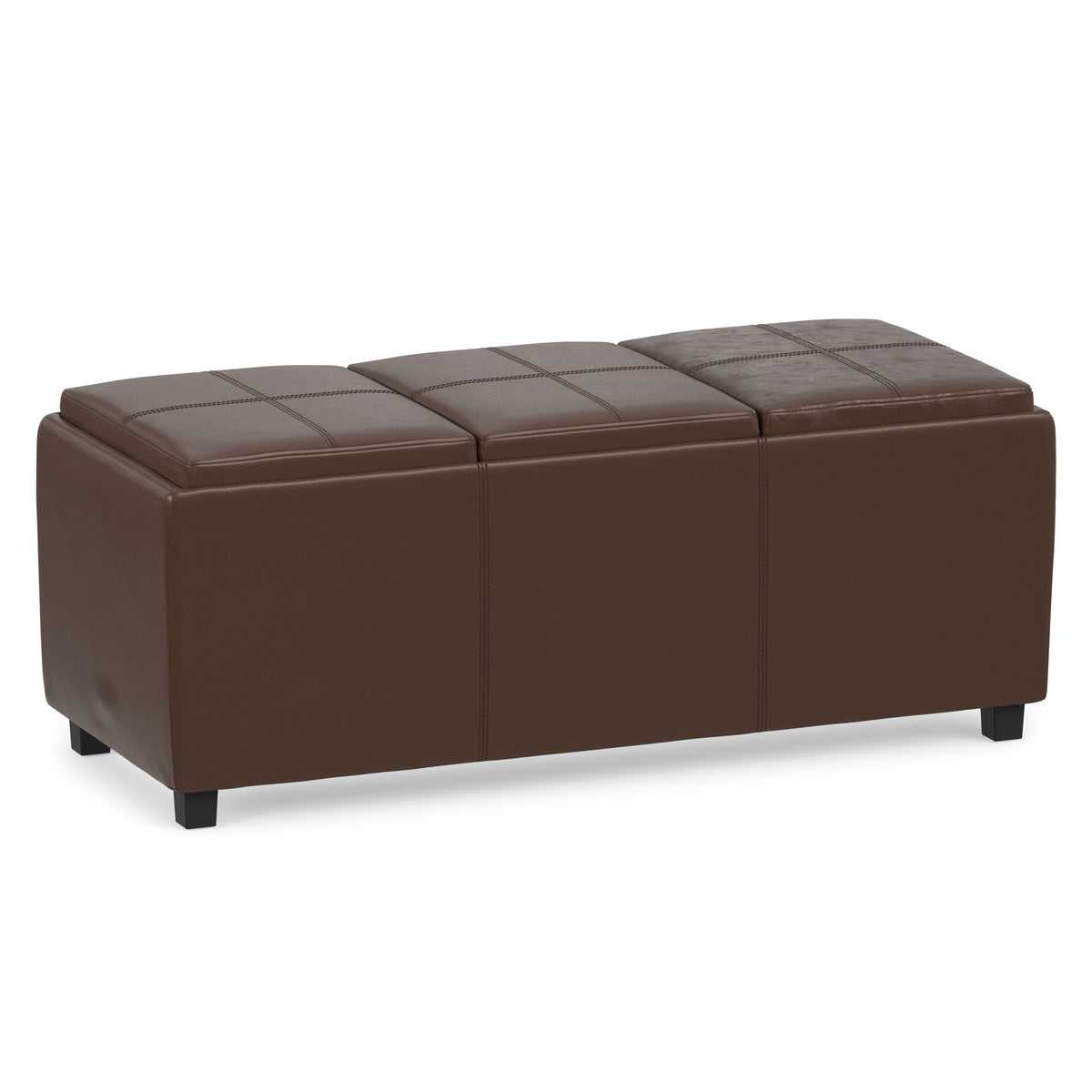 Chocolate Brown Vegan Leather | Avalon 3 Trays Ottoman in Vegan Leather