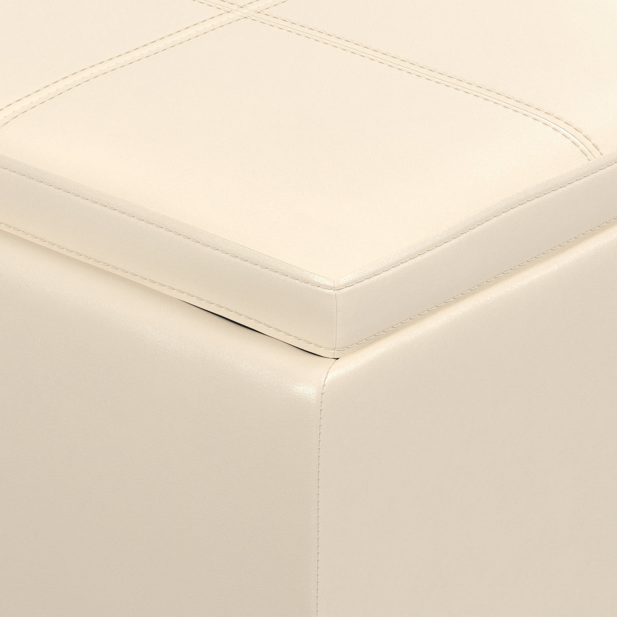 Satin Cream Vegan Leather | Avalon 3 Trays Ottoman in Vegan Leather