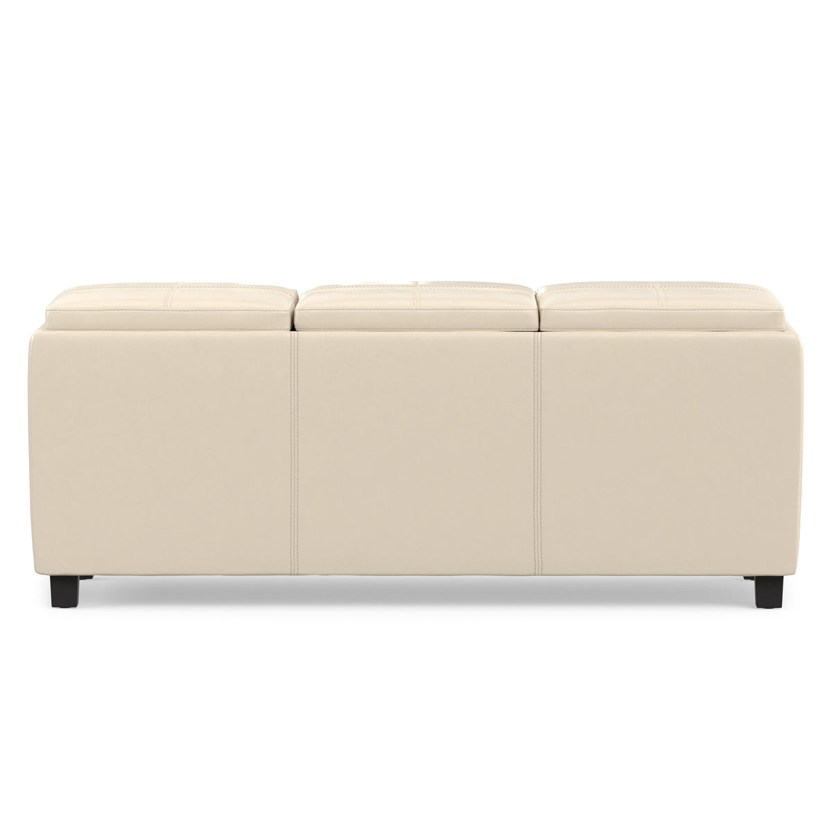 Satin Cream Vegan Leather | Avalon 3 Trays Ottoman in Vegan Leather