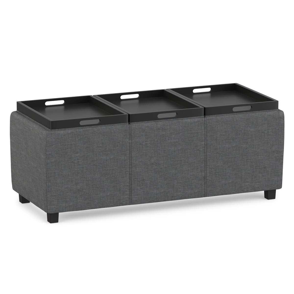 Slate Grey Linen Style Fabric | Avalon 3 Trays Ottoman in Linen