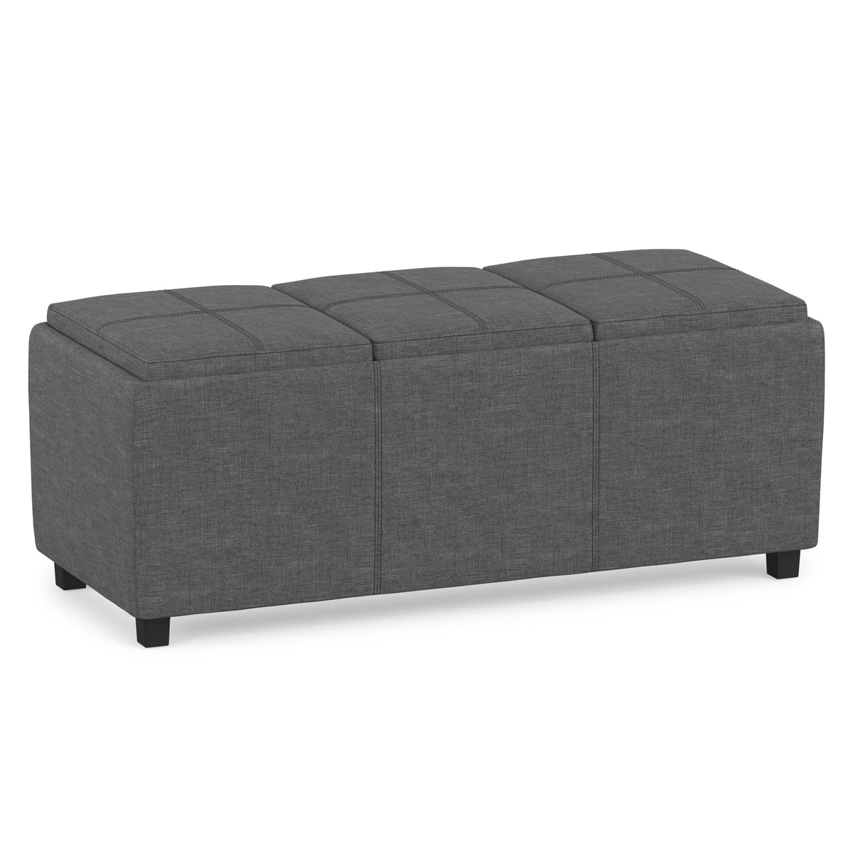 Slate Grey Linen Style Fabric | Avalon 3 Trays Ottoman in Linen