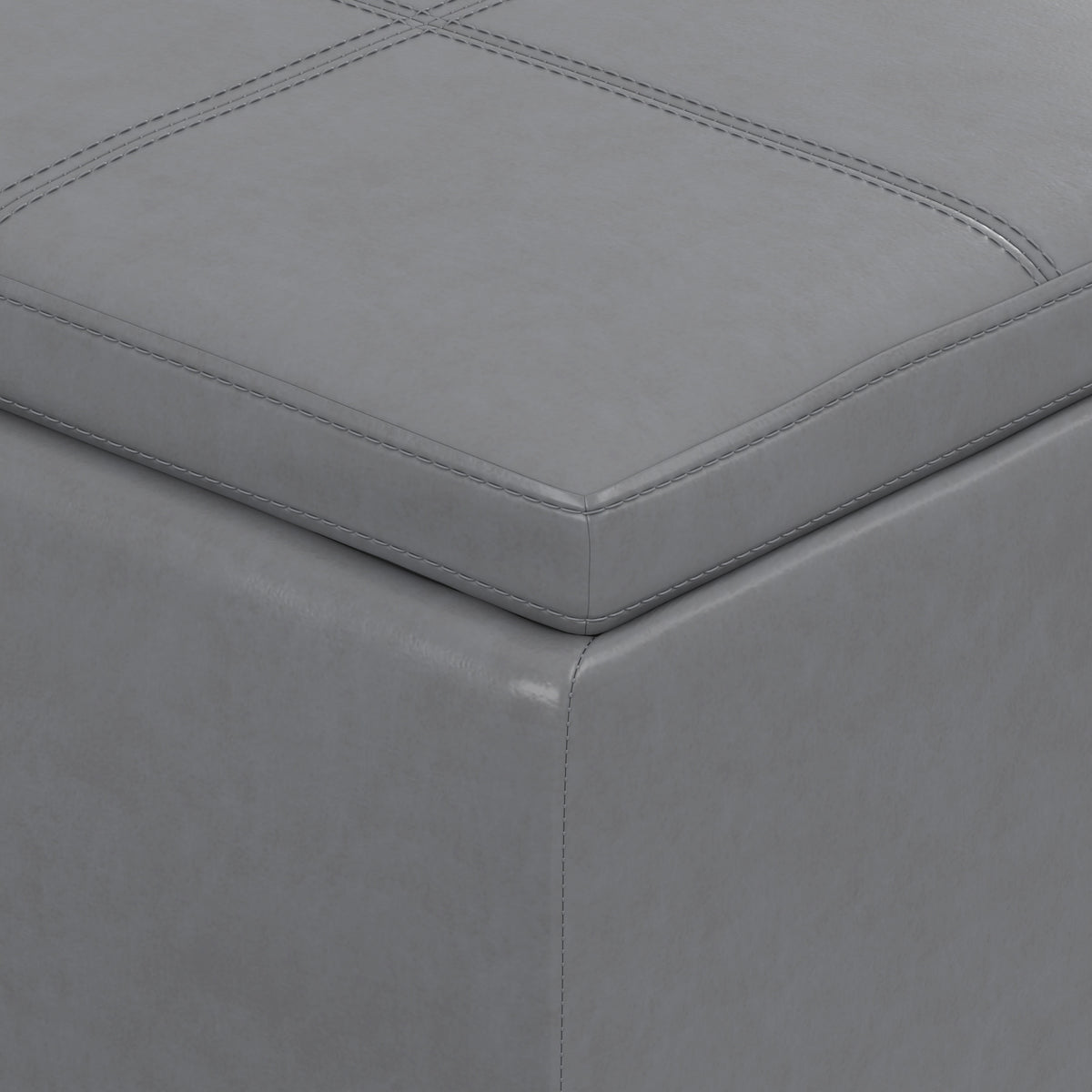 Stone Grey Vegan Leather | Avalon 3 Trays Ottoman in Vegan Leather