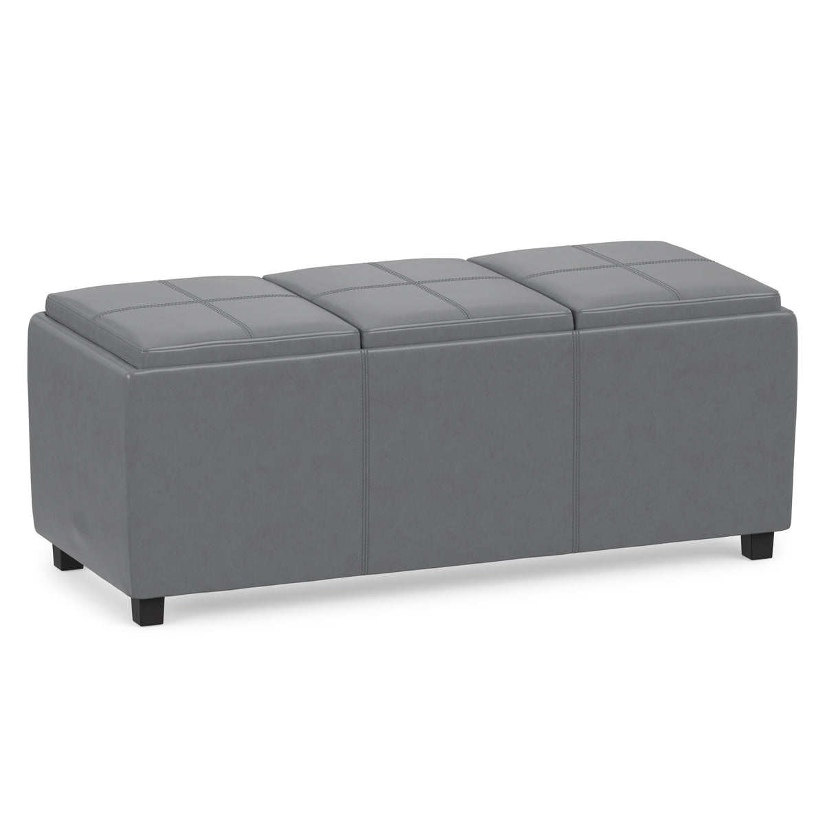 Stone Grey Vegan Leather | Avalon 3 Trays Ottoman in Vegan Leather