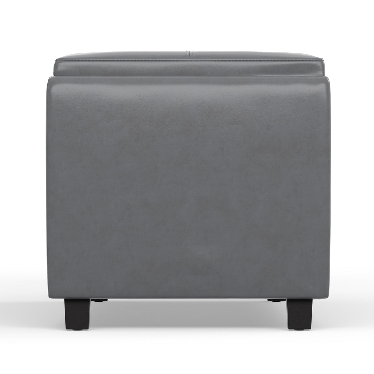 Stone Grey Vegan Leather | Avalon 3 Trays Ottoman in Vegan Leather