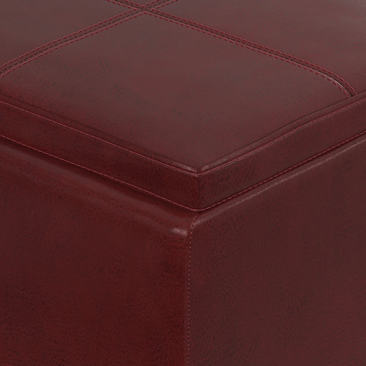 Radicchio Red Vegan Leather | Avalon 3 Trays Ottoman in Vegan Leather