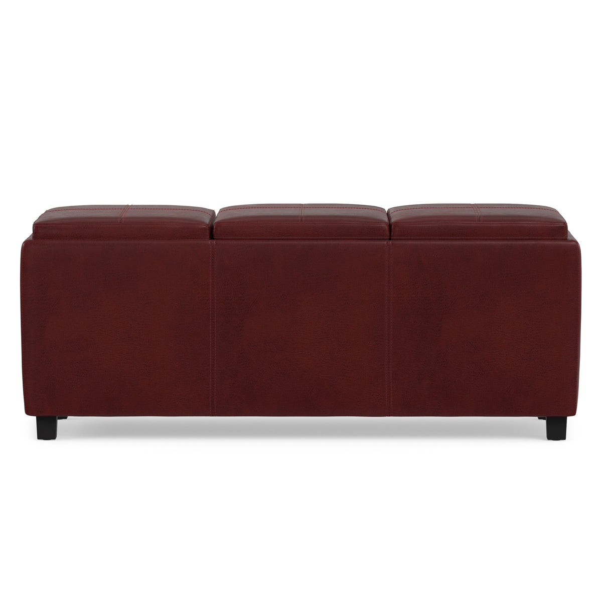 Radicchio Red Vegan Leather | Avalon 3 Trays Ottoman in Vegan Leather