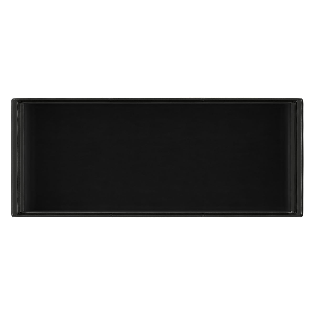 Black Vegan Leather | Avalon Linen Look Storage Ottoman with Three Trays