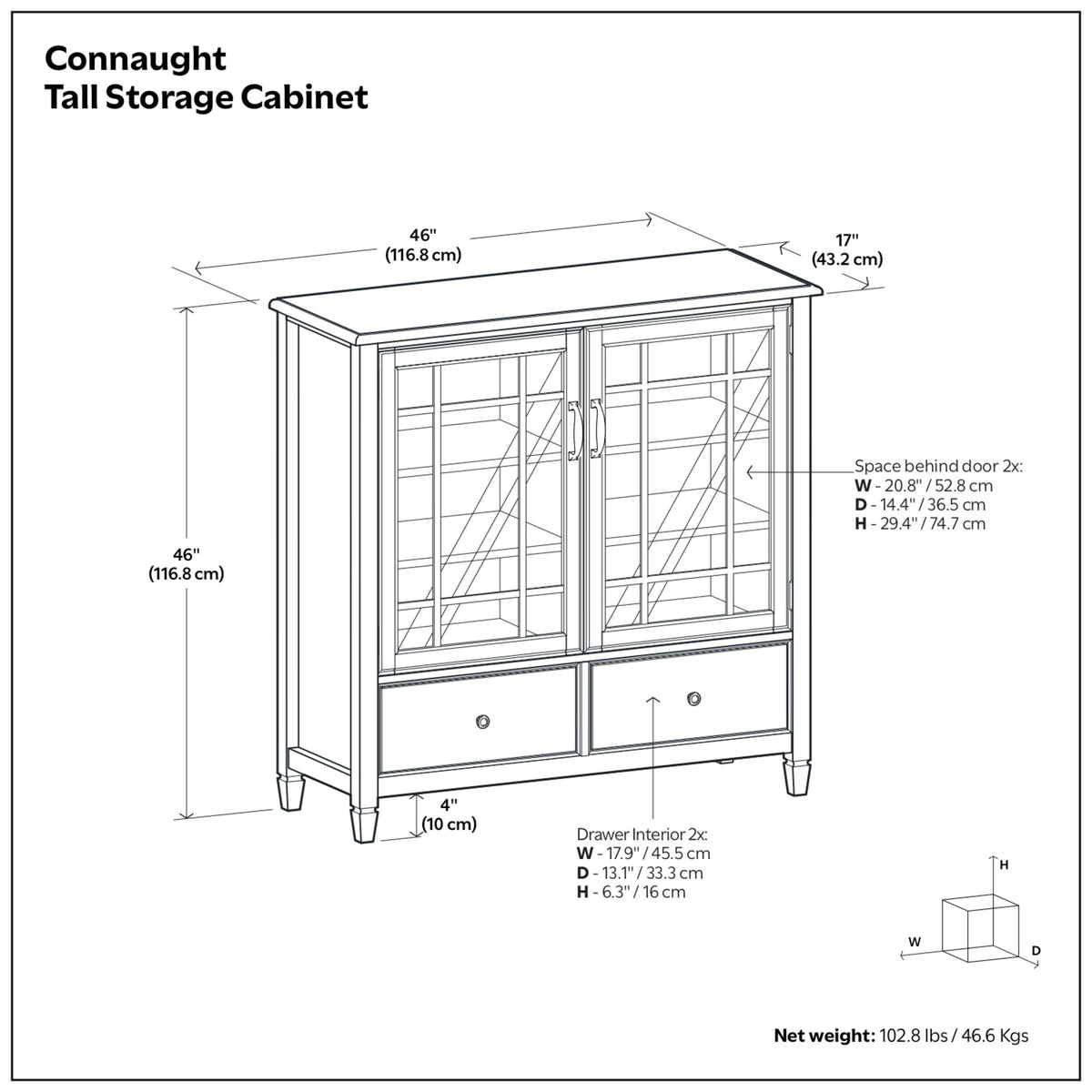 Dark Chestnut Brown Solid Wood - Pine | Connaught Tall Storage Cabinet