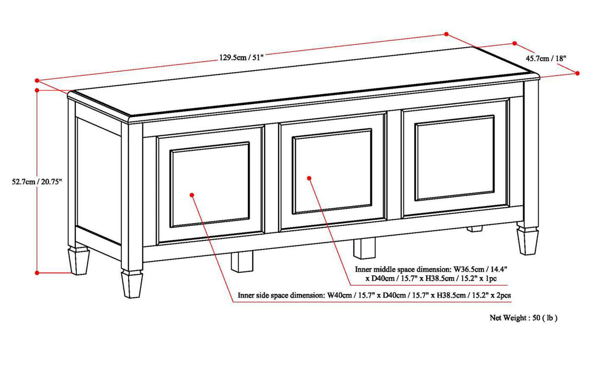 Dark Chestnut Brown | Connaught Medium Storage Bench Trunk