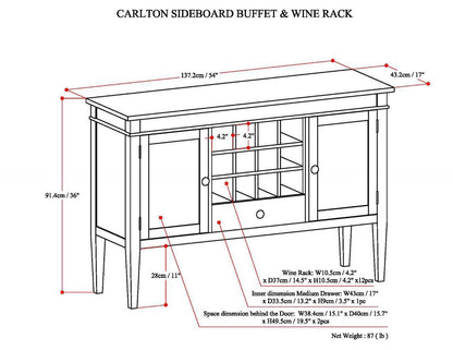Brunette Brown | Carlton Sideboard Buffet & Wine Rack