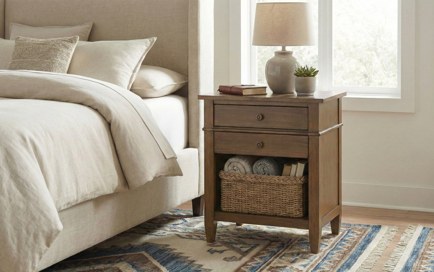 Rustic Natural Aged Brown | Carlton Bedside Table