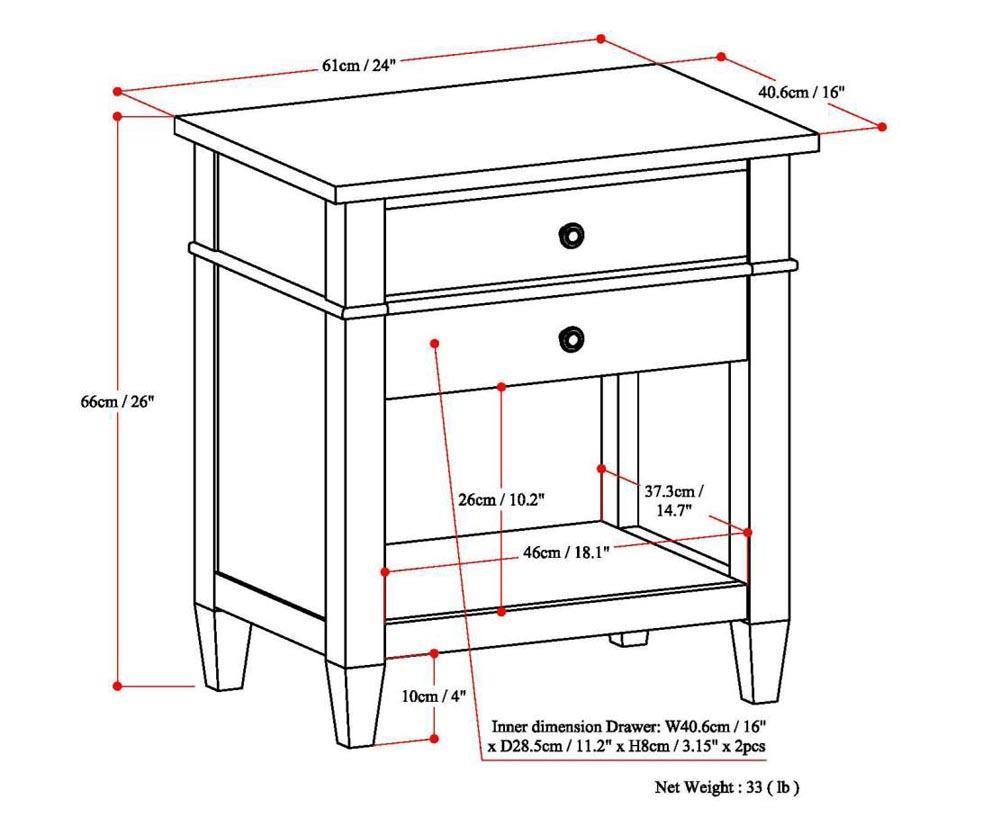 Brunette Brown | Carlton Bedside Table