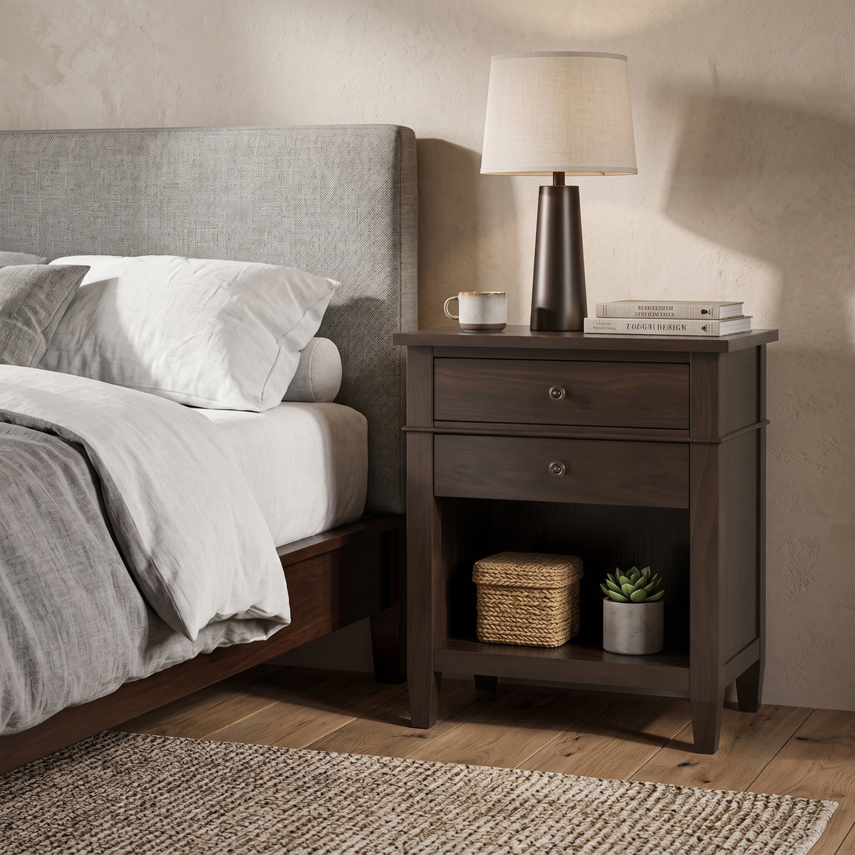 Brunette Brown | Carlton Bedside Table