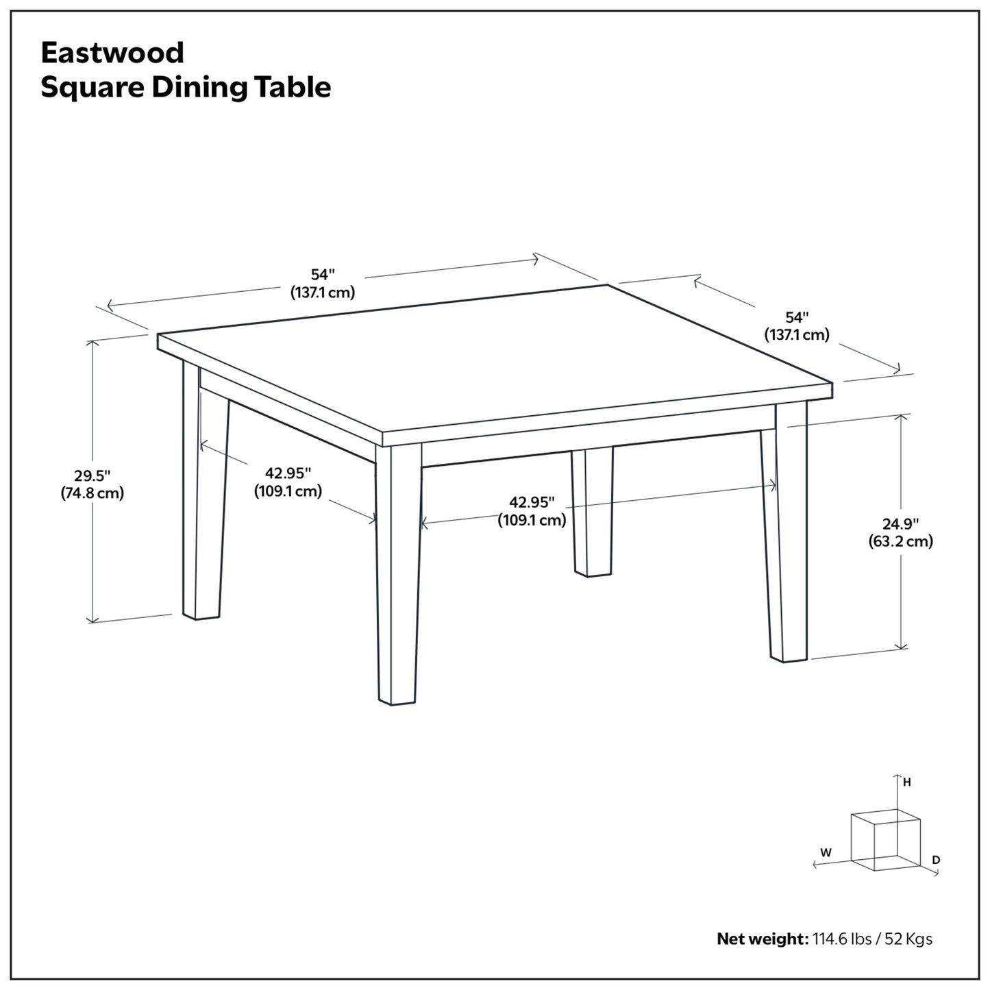 Java Brown Rubberwood | Eastwood Square Dining Table in Rubberwood