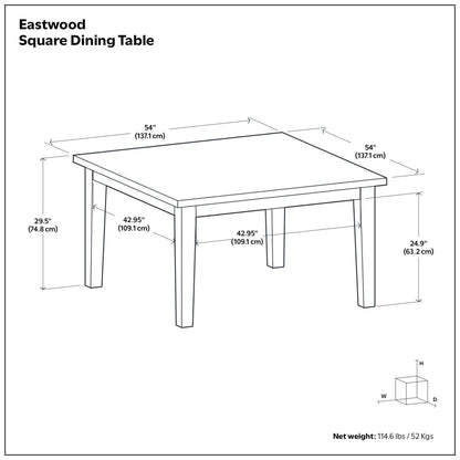 Java Brown Rubberwood | Eastwood Square Dining Table in Rubberwood