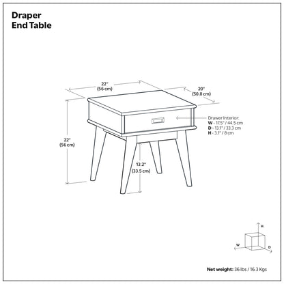 Teak Brown | Draper Mid Century End Table