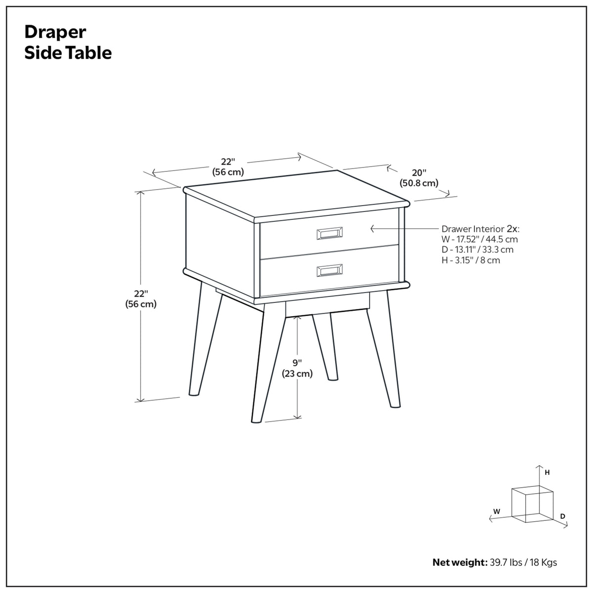 Medium Auburn Brown | Draper Mid Century Side Table