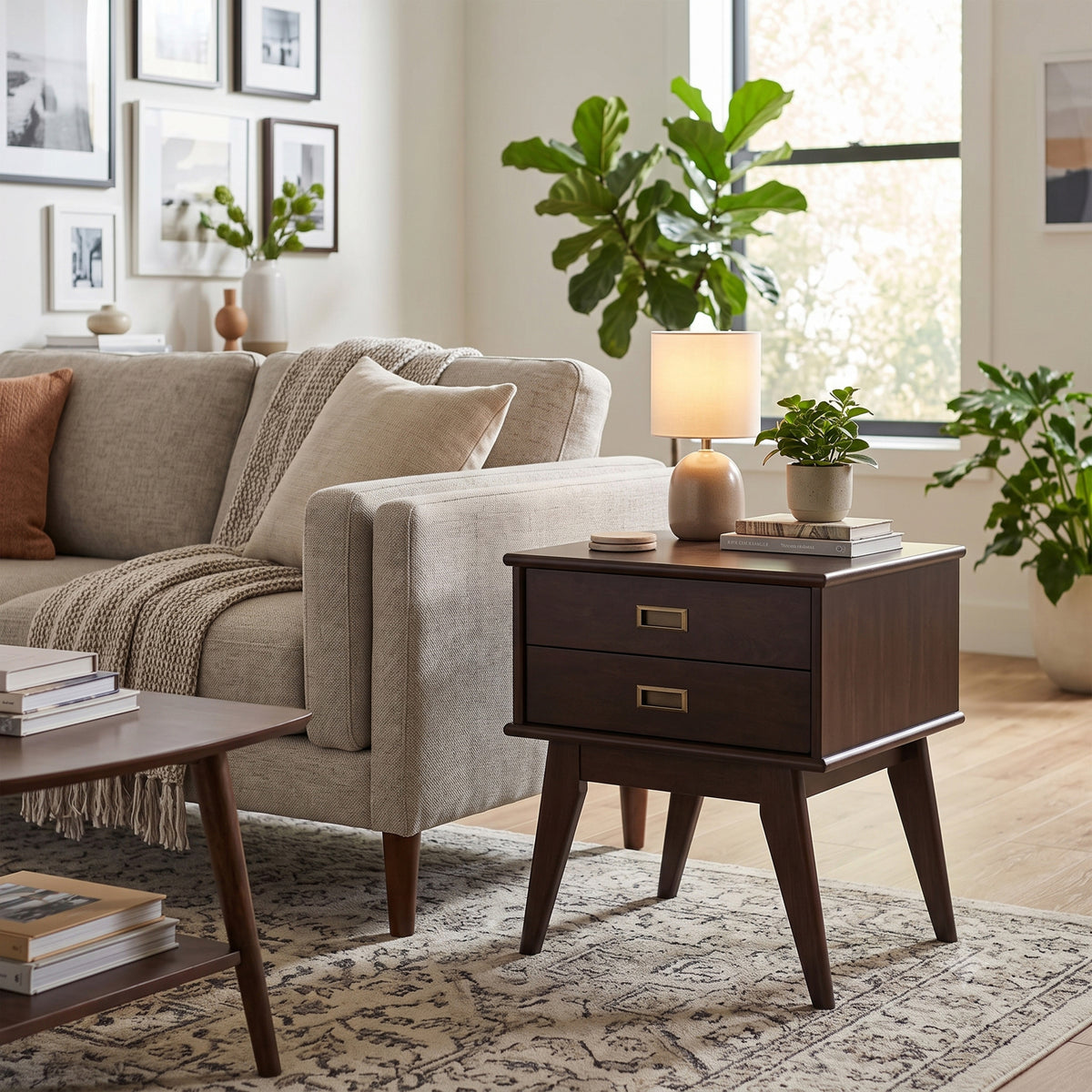 Medium Auburn Brown | Draper Mid Century Side Table