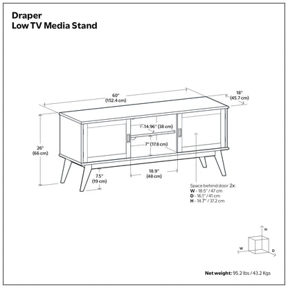 Teak Brown | Draper Mid Century Low TV Stand