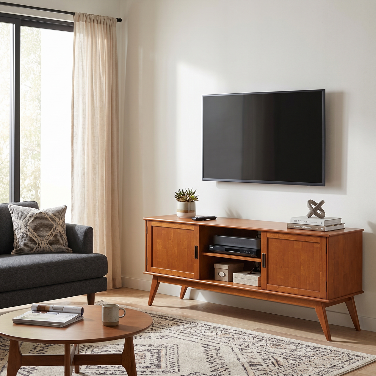 Teak Brown | Draper Mid Century Low TV Stand