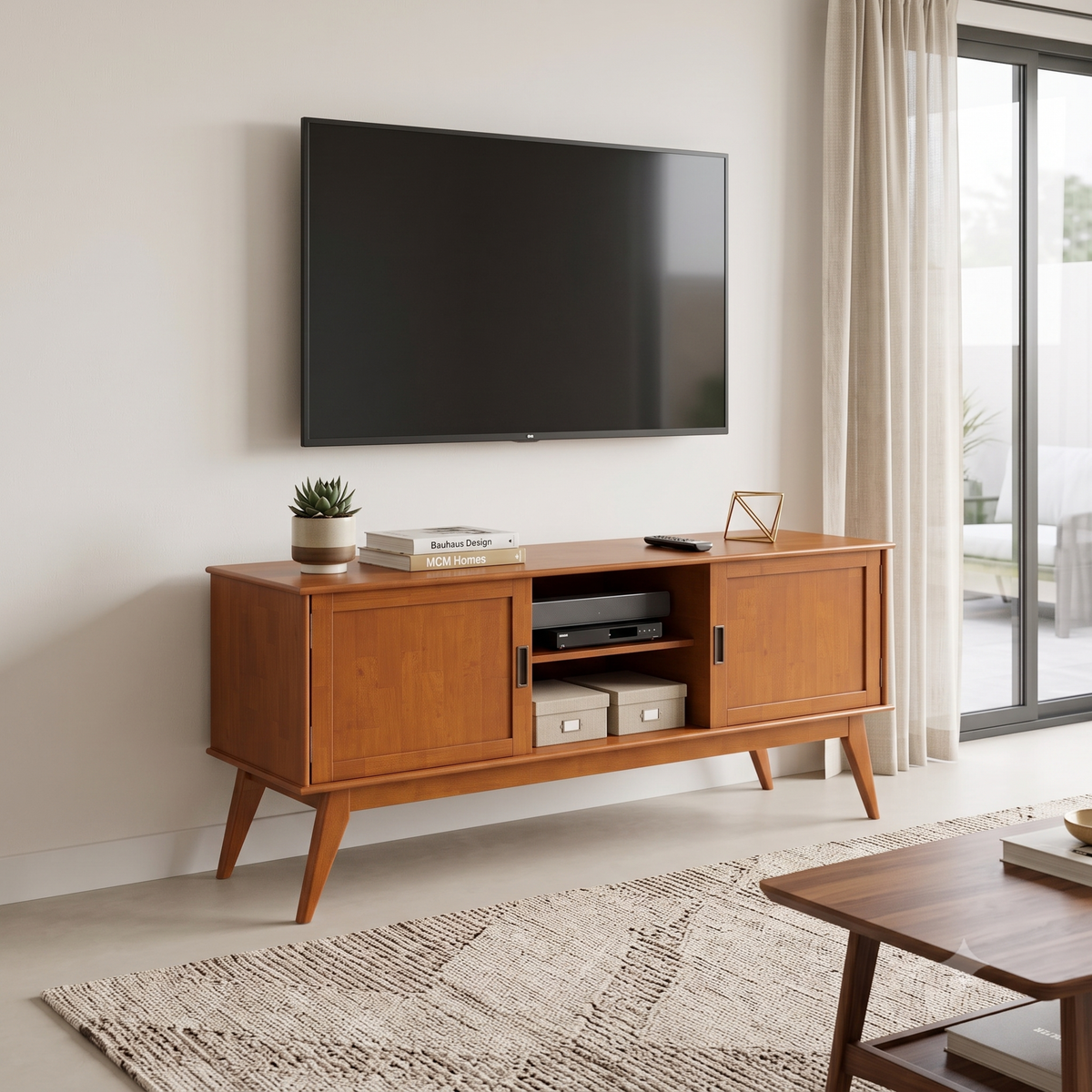 Teak Brown | Draper Mid Century Low TV Stand