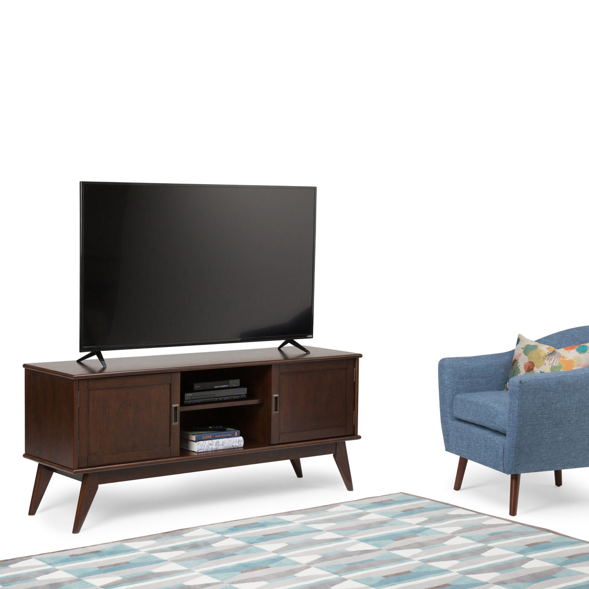 Medium Auburn Brown | Draper Mid Century Low TV Stand