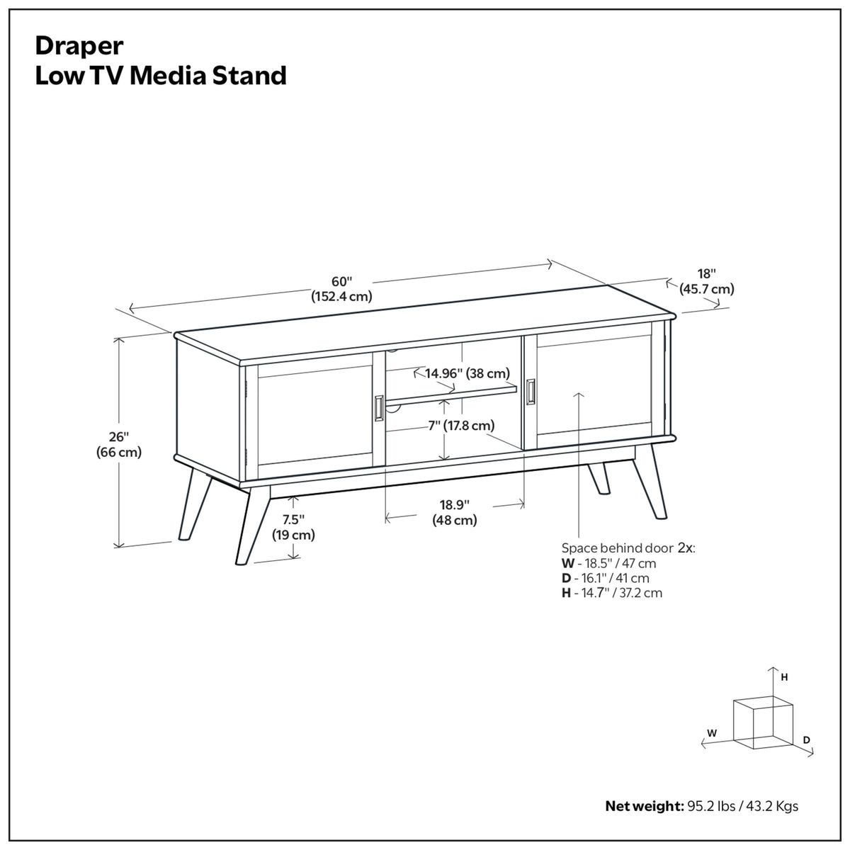 Medium Auburn Brown | Draper Mid Century Low TV Stand