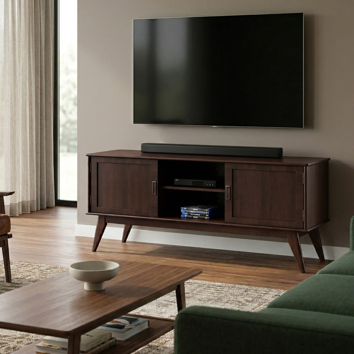 Medium Auburn Brown | Draper Mid Century Low TV Stand