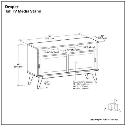Teak Brown | Draper Tall TV Media Stand