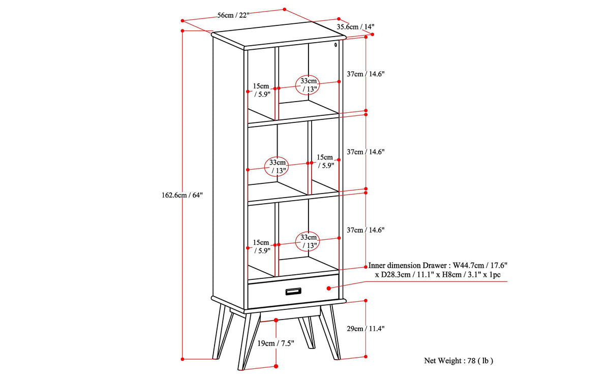 Teak Brown | Draper Bookcase