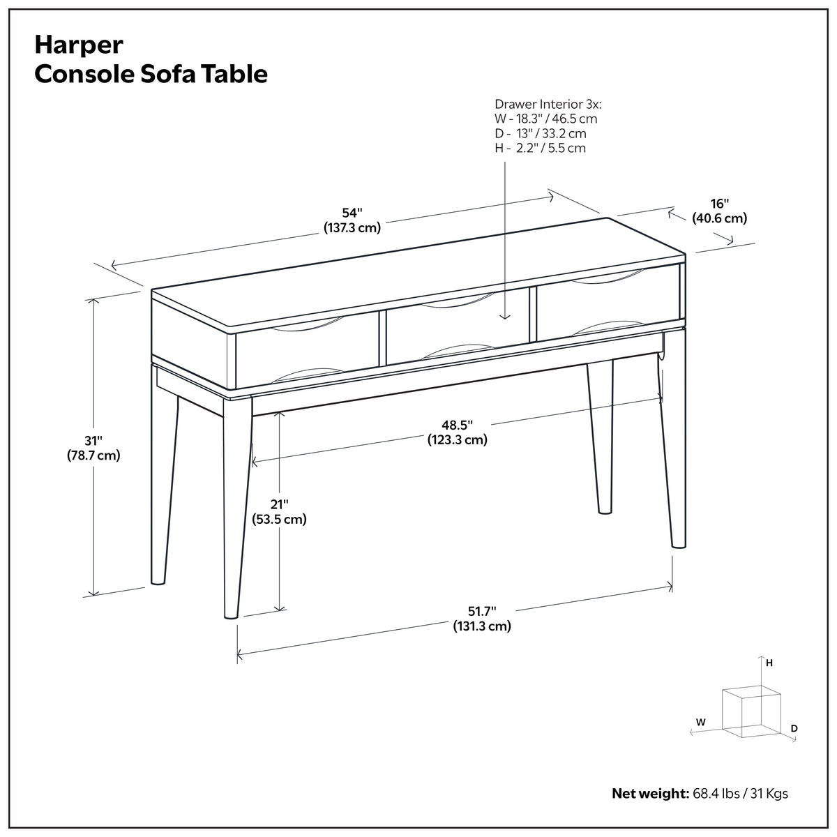 Walnut Brown | Harper Console Sofa Table