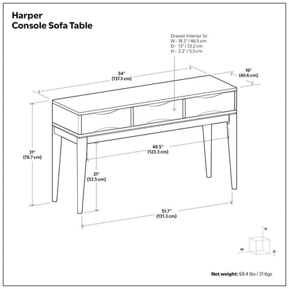 Walnut Brown | Harper Console Sofa Table