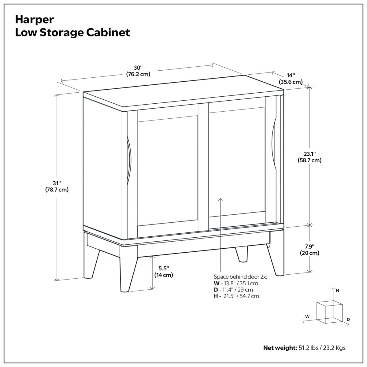 Walnut Brown | Harper Low Storage Cabinet