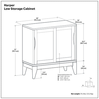 Walnut Brown | Harper Low Storage Cabinet