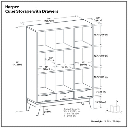 Walnut Brown | Harper Cube Bookcase