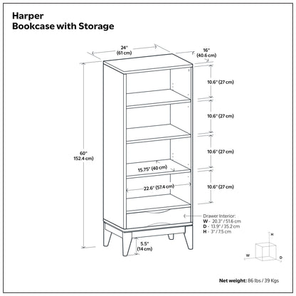 Walnut Brown | Harper Bookcase