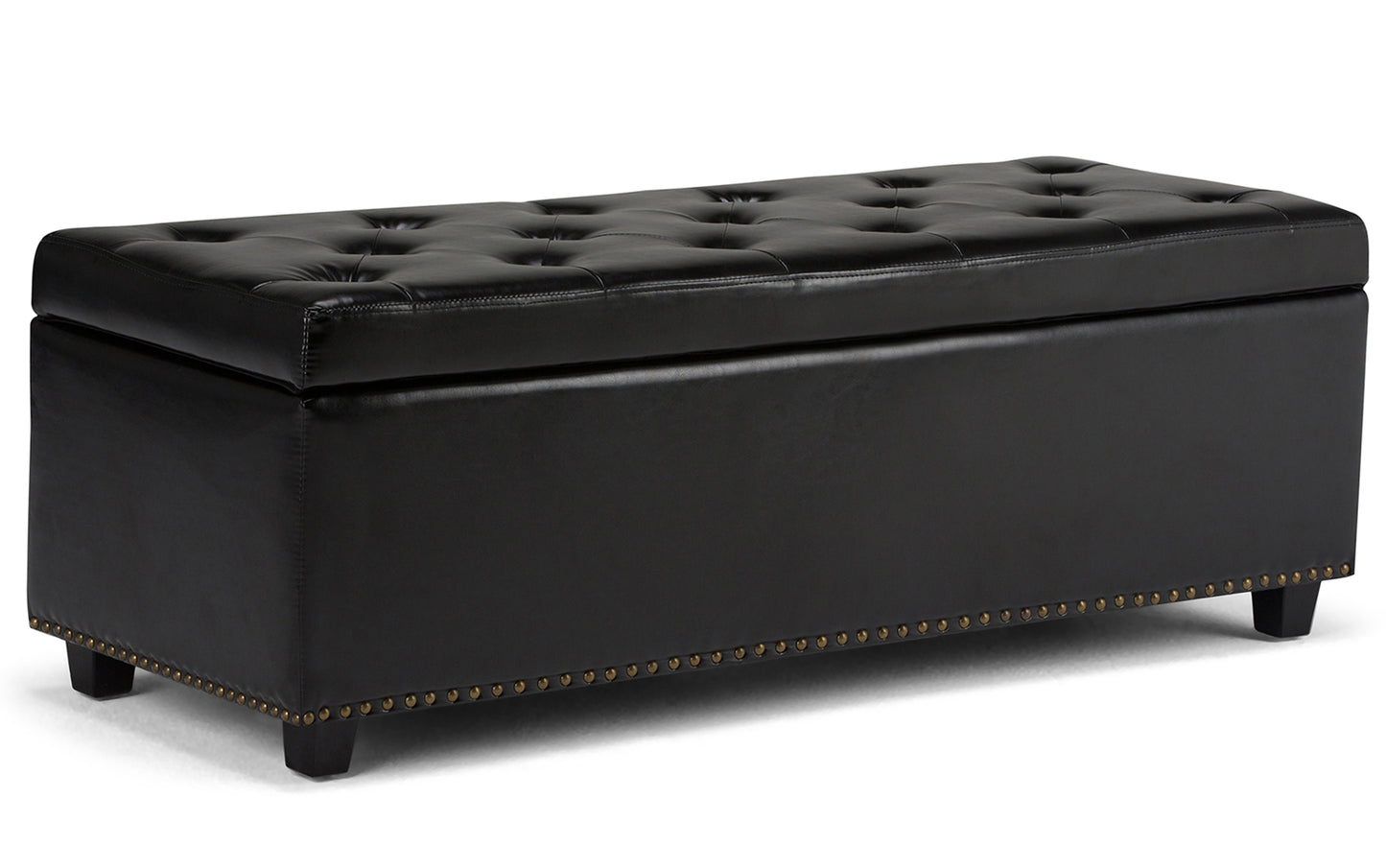 Midnight Black Vegan Leather | Hamilton Storage Ottoman