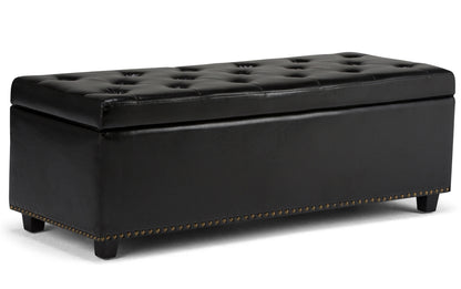 Midnight Black Vegan Leather | Hamilton Storage Ottoman