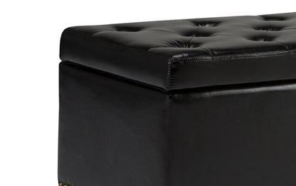 Midnight Black Vegan Leather | Hamilton Storage Ottoman
