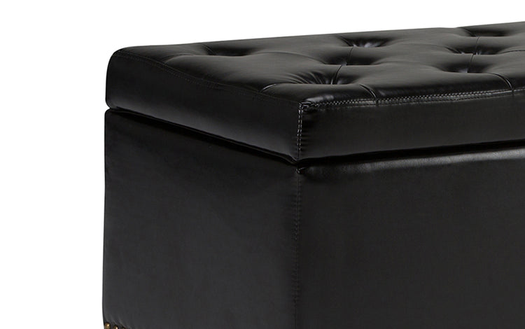 Midnight Black Vegan Leather | Hamilton Storage Ottoman