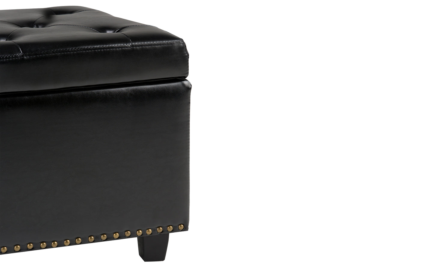 Midnight Black Vegan Leather | Hamilton Storage Ottoman